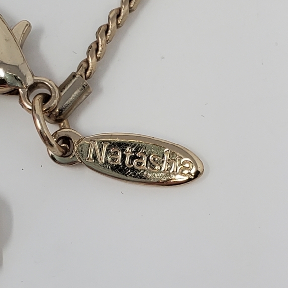 NATASHA SIGNED GOLD TONE GEOMETRIC STRUCTURED SPIKE STATEMENT NECKLACE JEWELRY - Picture 8 of 11